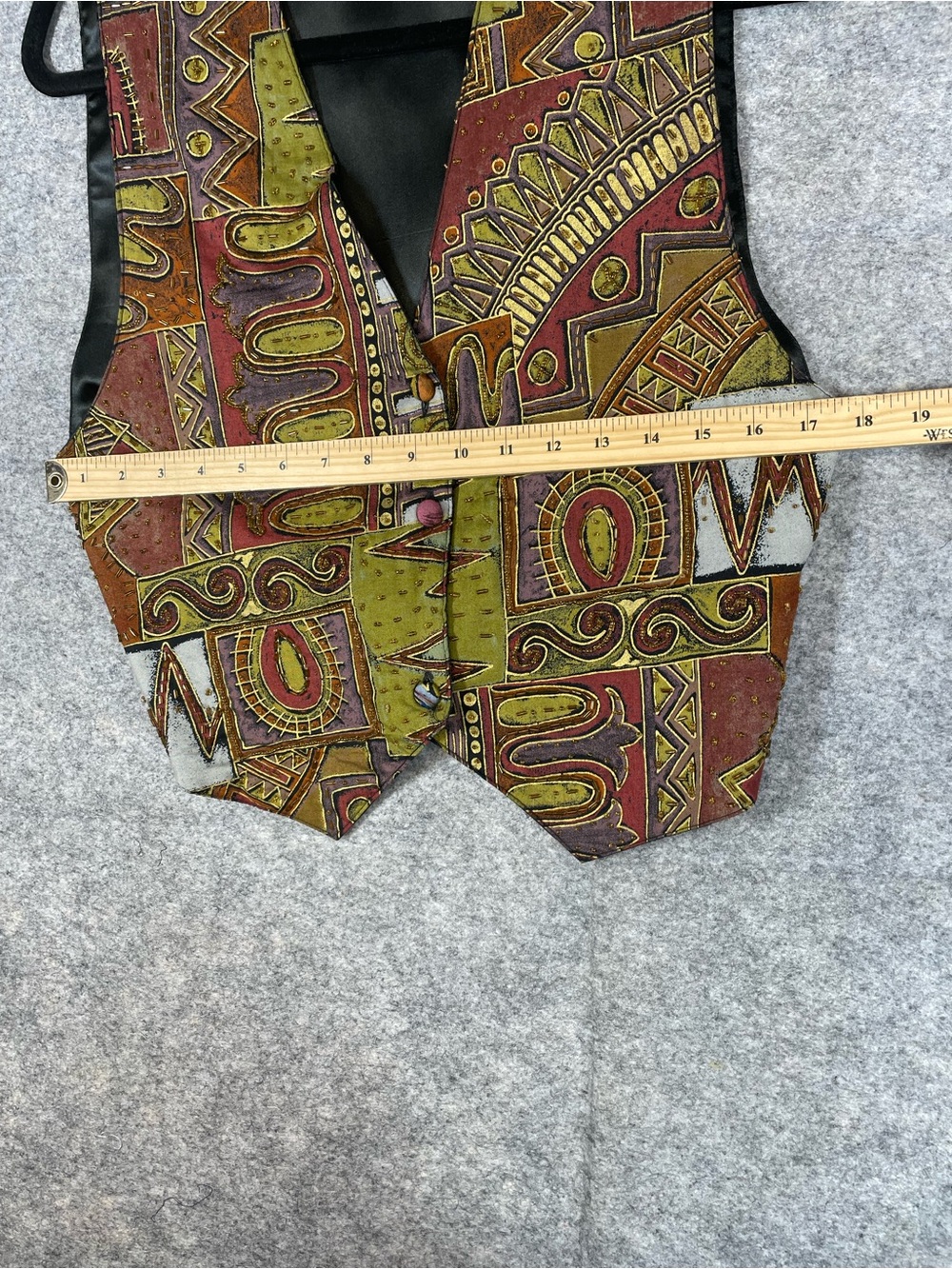 Vintage Eclectic Aztec Print Vest Western Vest Boho Festival Artsy Layer Country - Picture 3 of 15